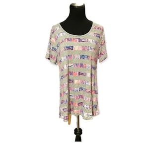 L Lularoe NEW Classic Tee Fabulous Striped Large